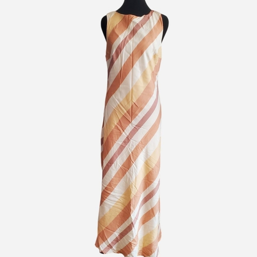 Petal & Pup Flavia Maxi Dress Brown Stripes Size S Brunch Cocktail Vacation - Picture 2 of 16